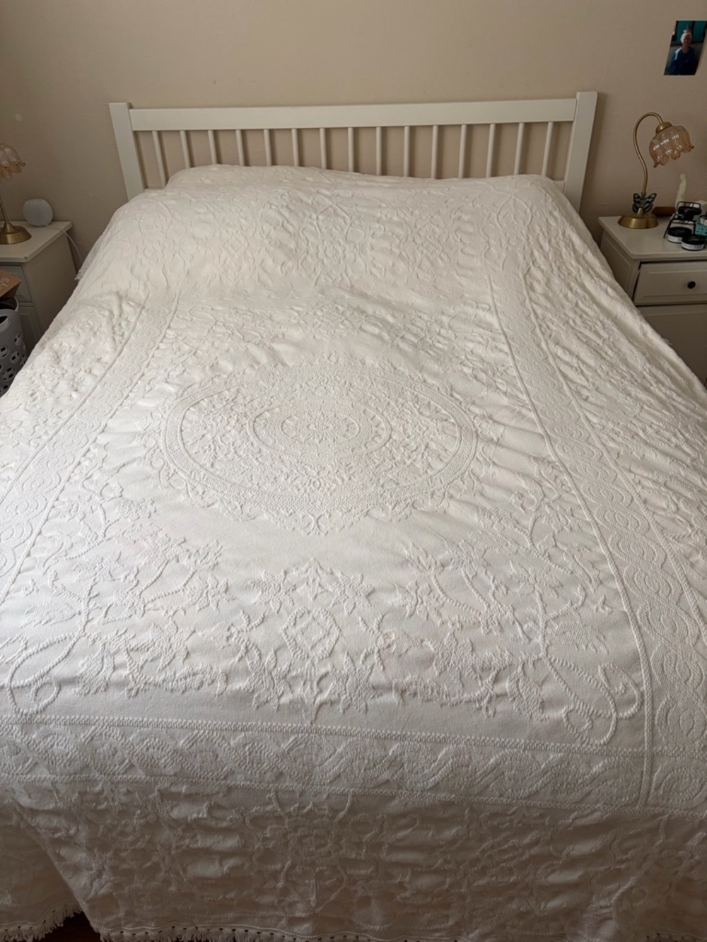 Ralph Lauren White Embroidered Cotton Coverlet